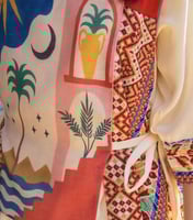 جلابية بناتي انيقة مع طباعة مميزة من قطعتين مع ربط...