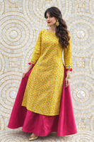 جلابية بستايل هندي من قطعتين بتفاصيل انثوية في الخ...