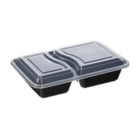 علب بلاستيك سوداء مستطيلة بقسمين