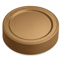 صحون حلويات بلاستيك ذهبية حجم وسط