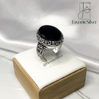 خاتم اوفال مزخرف - اسود