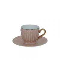 طقم فناجين قهوة بورسلان مع صحون روز 12 قطعه