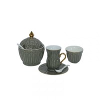 طقم ضيافة فناجين شاي / قهوة مع سكرية بورسلان روز 2...