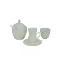 طقم ضيافة فناجين شاي / قهوة مع سكرية بورسلان روز 2...