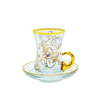 طقم فناجين شاي زجاج مع صحن بامكو جراند فلورا , 12...