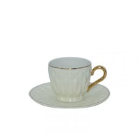 طقم فناجين قهوة بورسلان مع صحون روز 12 قطعه