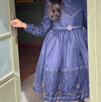 فستان كحلي مطرز بالخرز الفاخر _فستان اطفال