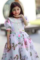 فستان مشجر من سيرما - ابيض ووردي - sirma