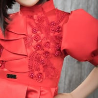 فستان أحمر للأطفال- فستان أطفال تطريز صيفي للسهرات...