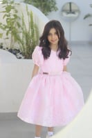 فستان عريب وردي بتطريز اوف وايت