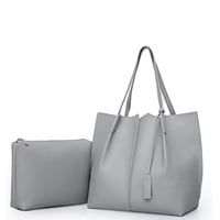 طقم حقائب جلد - رمادي