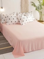 طقم لحاف 4 قطع من - أبيض ونقط سوداء