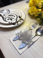 حامل ملاعق دانتيل رمادي