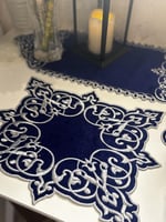 طقم مفارش مخمل كحلي بتطريز فضي