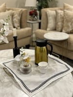 مفرش صينية تطريز أسود