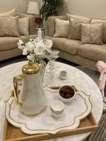 مفرش صينيه تطريز الاطراف ذهبي