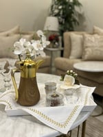 مفرش صينيه أطراف تطريز ذهبي