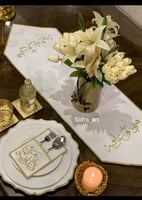 طقم مفرش وسط الطاوله وحامل ملاعق