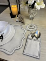 طقم متكامل مفارش طاوله فضي