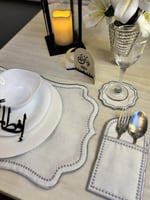 طقم متكامل مفارش طاوله فضي