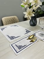 طقم مفرش لطاولة الطعام ..كحلي