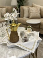 مفرش صينيه أطراف تطريز ذهبي