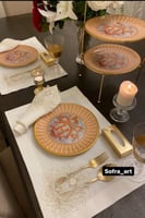 مفرش سكري بتطريز دانتيل لون ذهبي