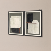 لوحة جدارية كانفس تتكون من جزئين بتصميم هندسي لاشك...