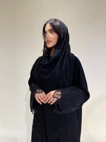 عباية كريب ملكي فاحم مع كلفة امامية AS-12