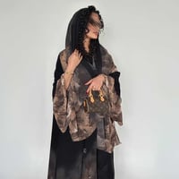 عباية كلوش شيفون بارد مبطن تموج بني