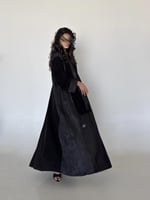 كتان نص كلوش مع قماش جاكار مطرز ناعم