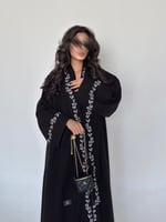 كتان نص كلوش مطرز بيج