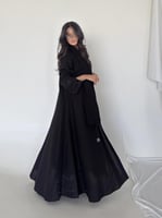 كتان نصف كلوش مطرز أسود