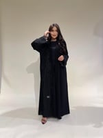 عباية كريب ملكي فاحم مع كلفة امامية AS-12