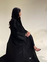 عباية كريب ملكي فاحم مع كلفة امامية AS-12