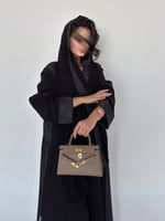 كتان نص كلوش مع قماش جاكار مطرز ناعم