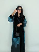 عباية دبل فيس ازرق نص كلوش