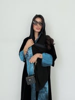 عباية دبل فيس ازرق نص كلوش