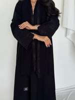 كتان نصف كلوش مطرز أسود