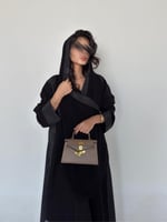 كتان نص كلوش مع قماش جاكار مطرز ناعم