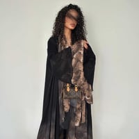 عباية كلوش شيفون بارد مبطن تموج بني