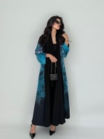 عباية دبل فيس ازرق نص كلوش