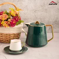 ابريق شاي سيراميك أخضر