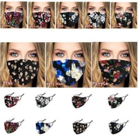 قناع قماشي أسود ورود ملونة Face mask Cloth Colored...