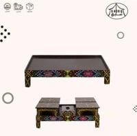 طاولة ضيافة تراثي 1كبير 1 منديل 4طاولات صغير(بني)