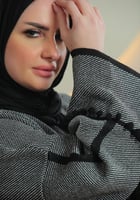 بشت غنى حجاب صوف رمادي كاجوال شتوي