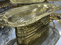 صينية التقديم الذهبي ( حلى - فواكه - تمر ) ستيل اص...