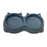 صحن طعام وشراب بلاستيك مزدوج للقطط – حجم وسط