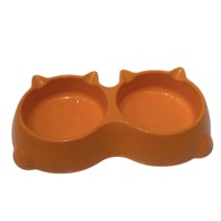 صحن طعام وشراب بلاستيك مزدوج للقطط – حجم وسط