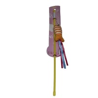 عصا تفاعل للقطط بدمية سمكة وشرائط ملونة